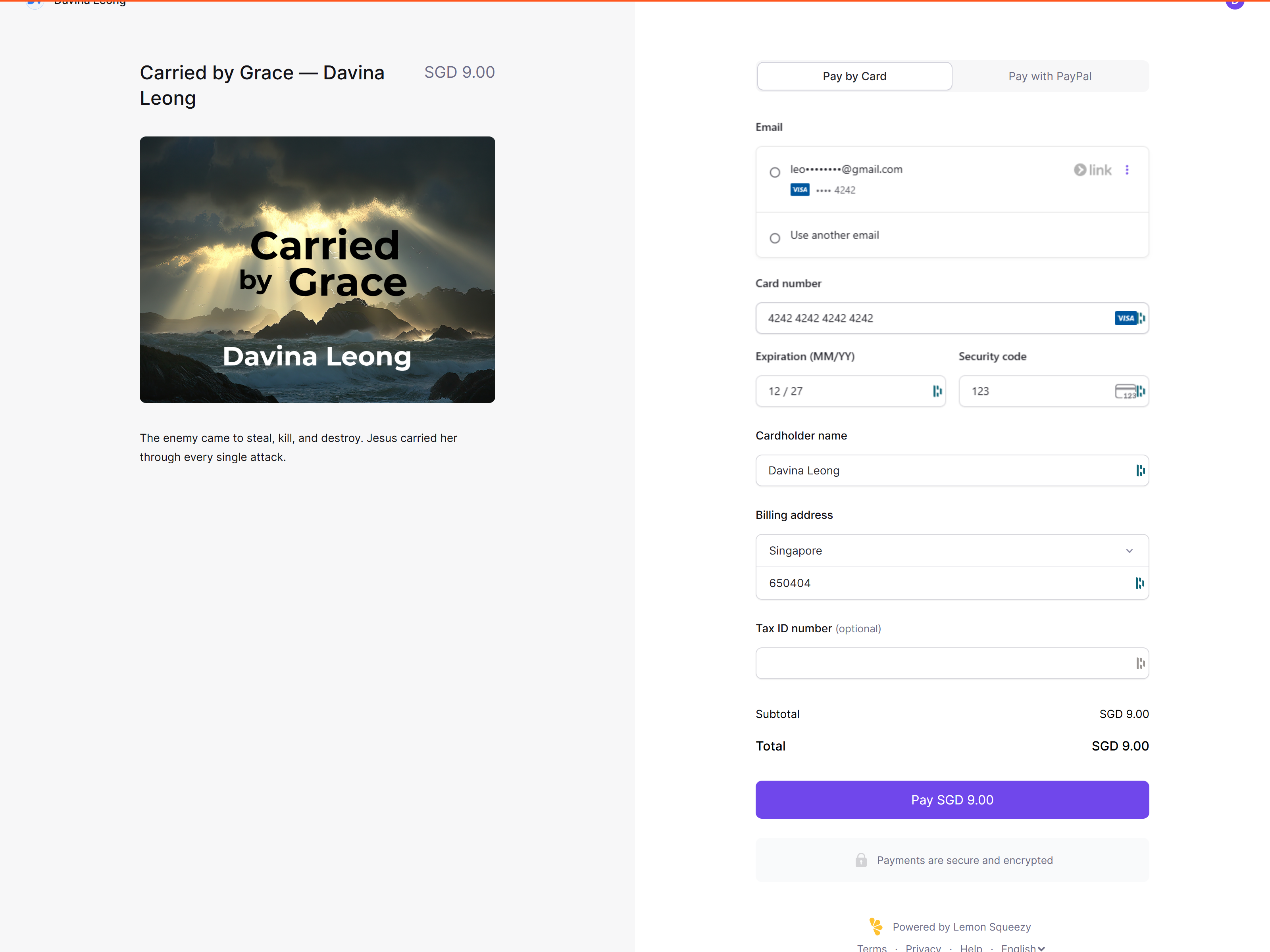 Lemon Squeezy checkout page
