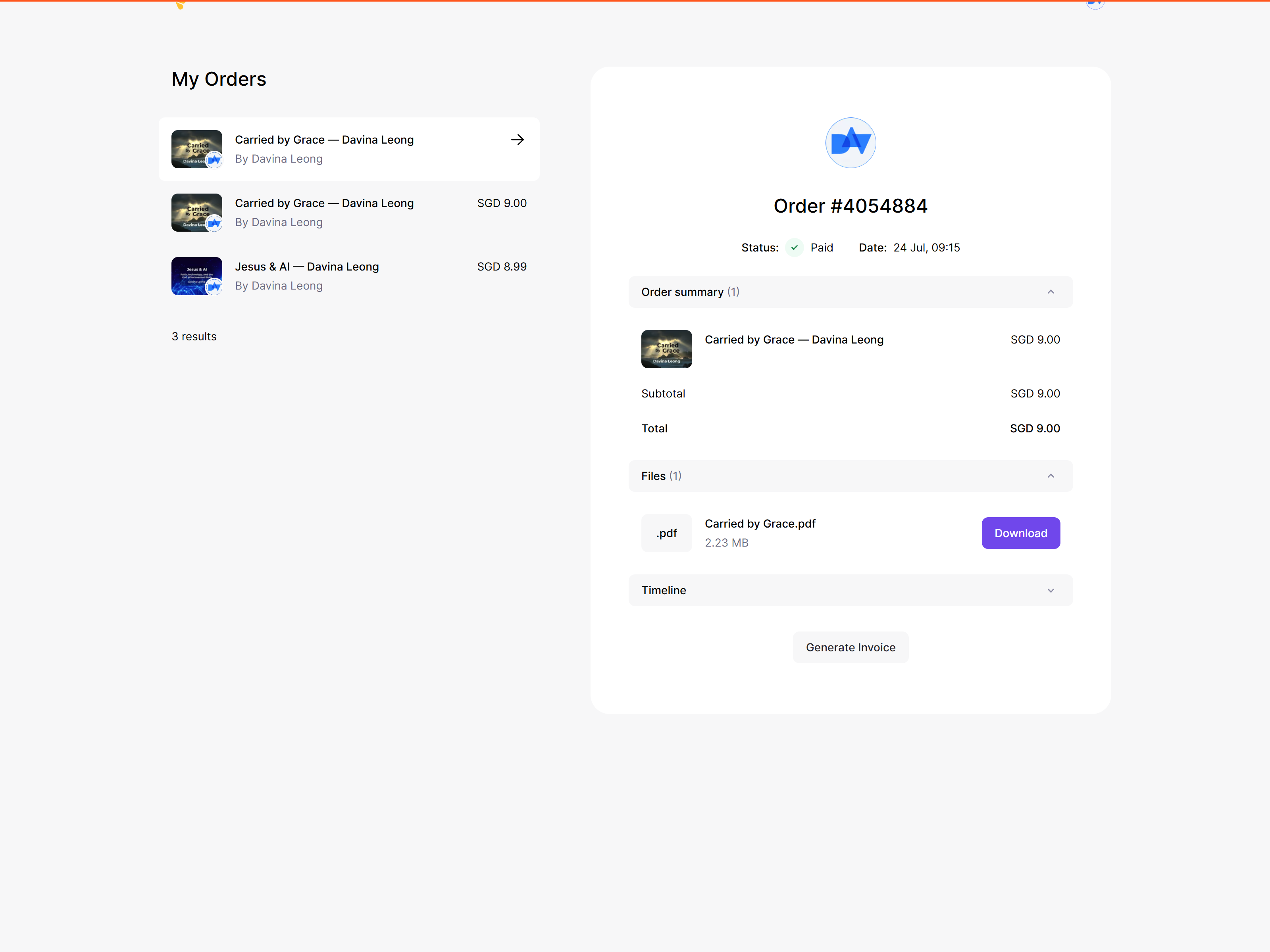 Order page